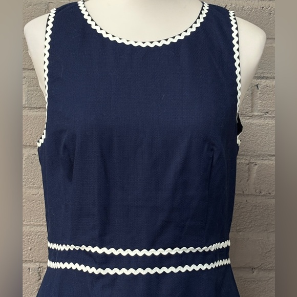 J.Crew  NWT Navy blue dress -white trim  10 - Picture 4 of 11
